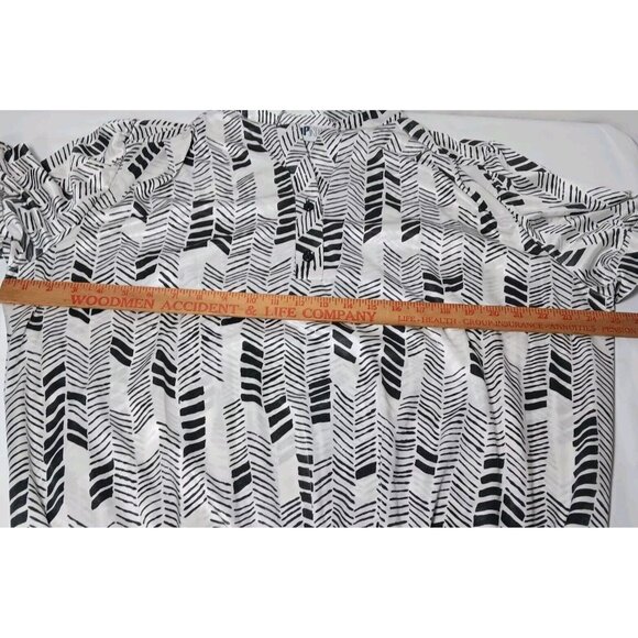 Top Notch Shirt Plus Size 24W Polyester Blouse White Black Geometric Vintage USA - Picture 4 of 15